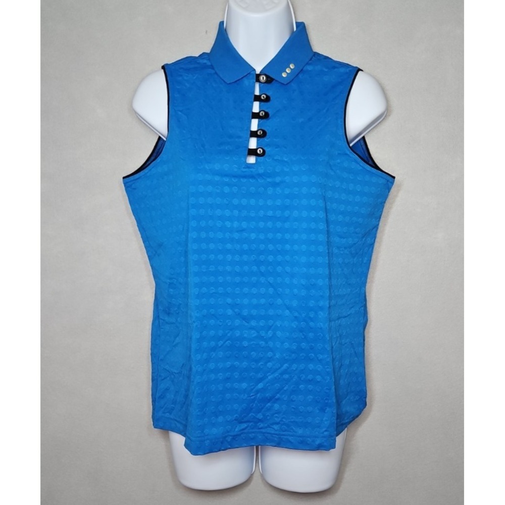 Jamie Sadock Womens Blue Sleeveless Performance Golf Polo Size Medium‎ NWT